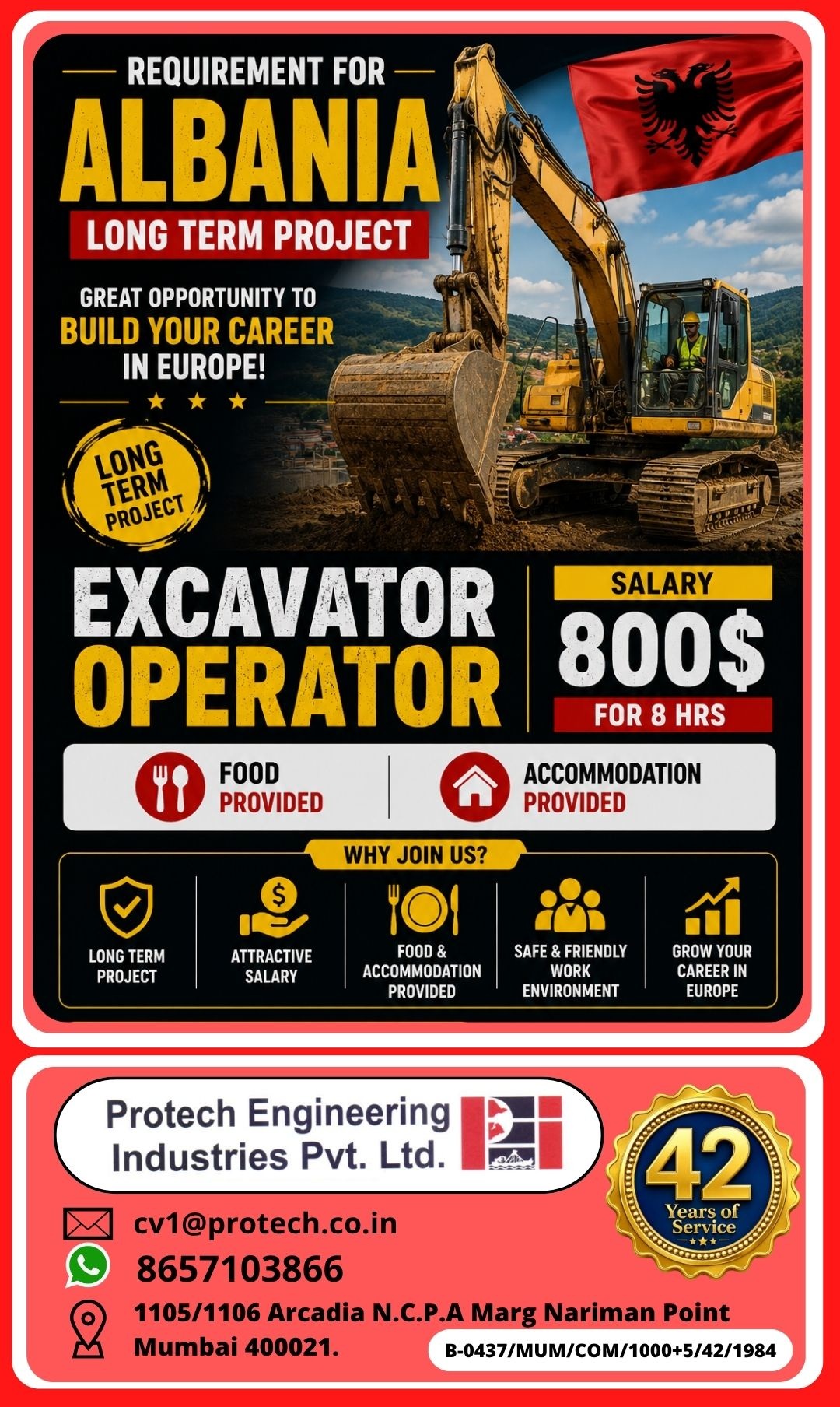 Requirement for Albania Logn term project — Protech Engineering Industries Pvt Ltd, Albabia, Albabia