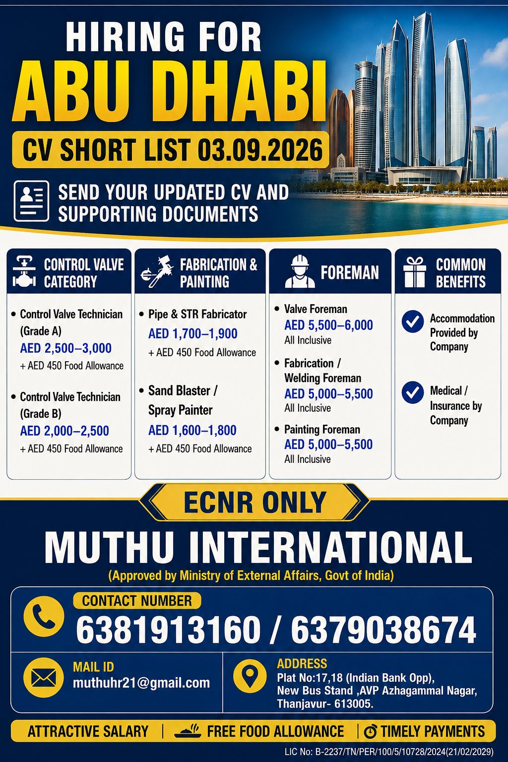 Hiring for Abu Dhabi