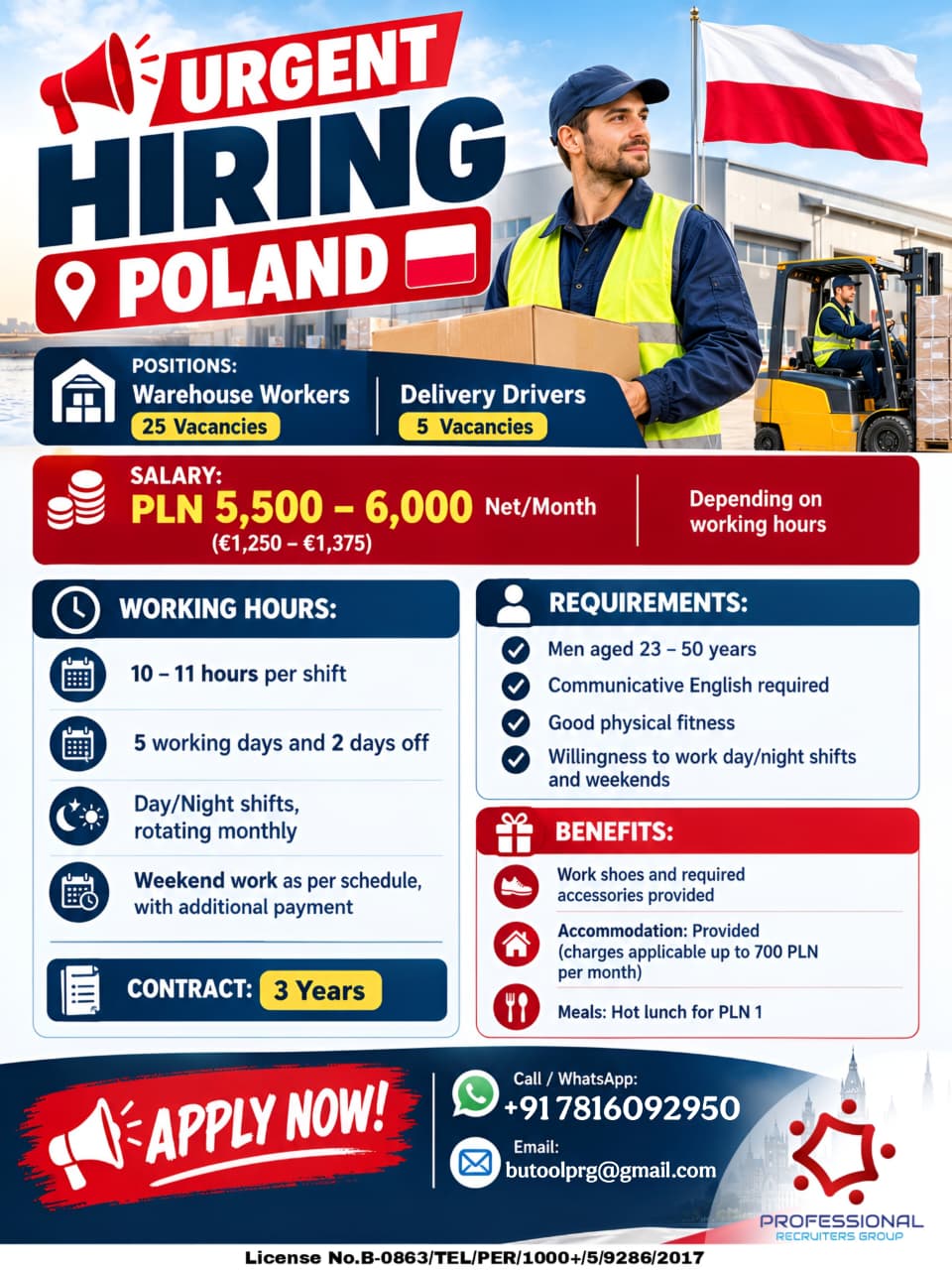 Urgent Hiring Poland - Warehouse Workers and Delivery Drivers