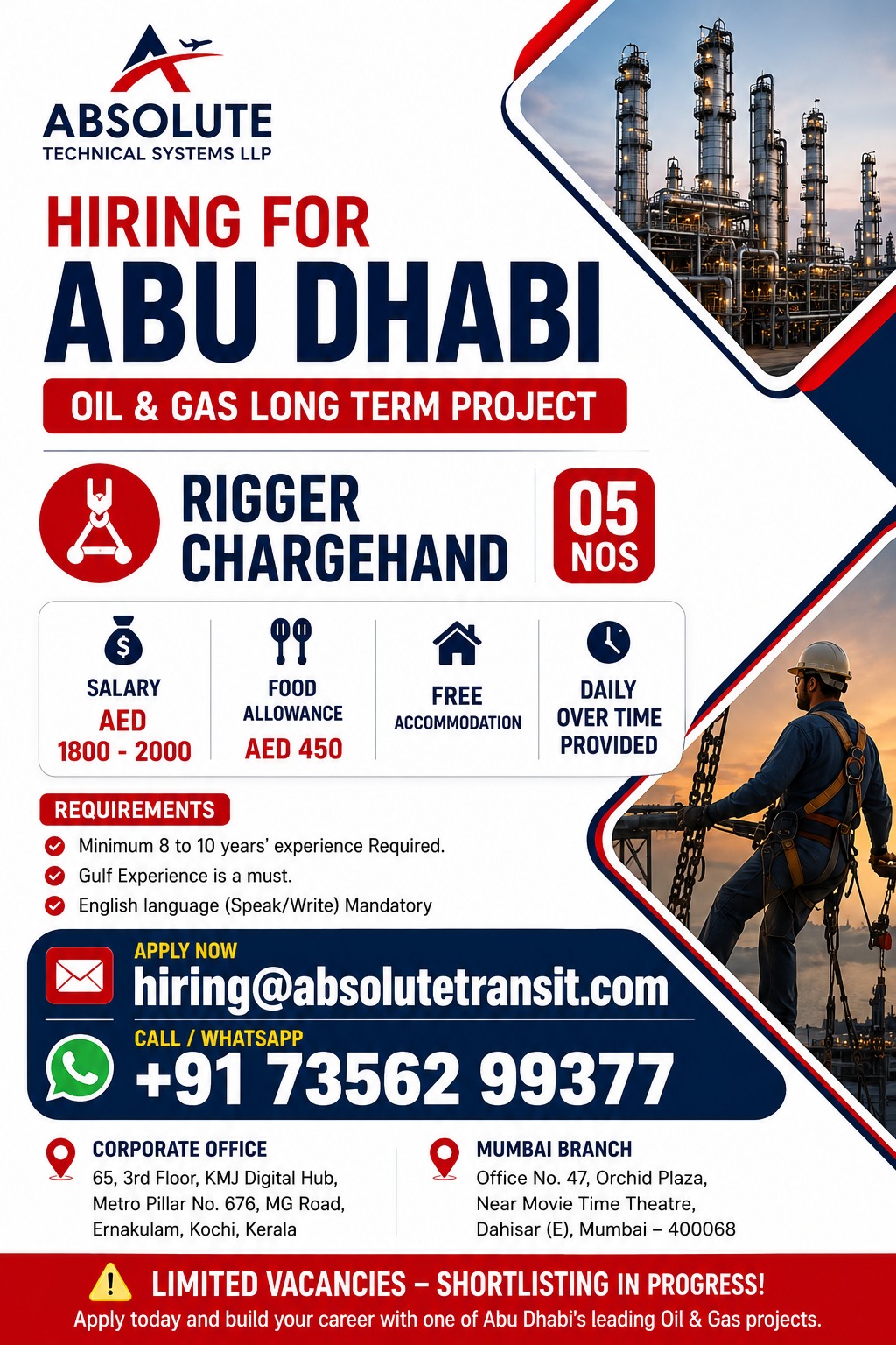Rigger Chargehand — Absolute Technical Systems LLP, UAE, UAE