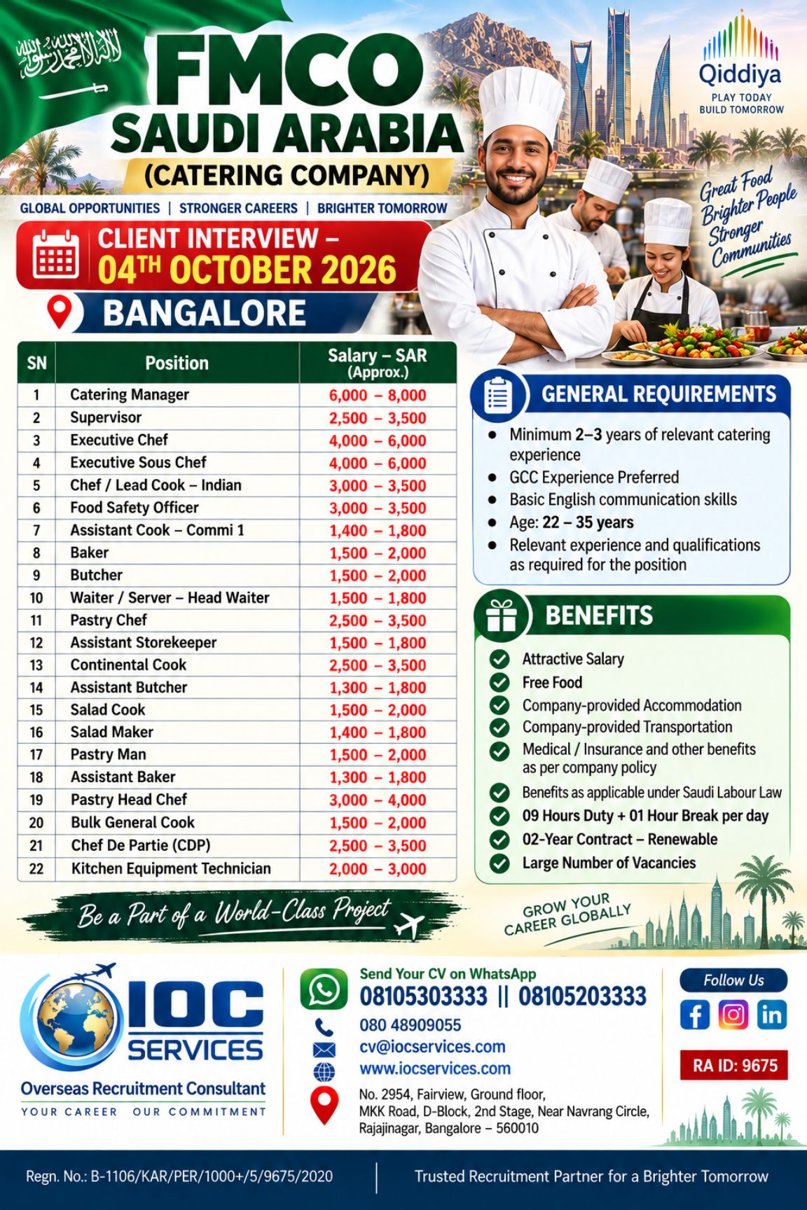 FMCO Saudi Arabia - Catering Company Recruitment