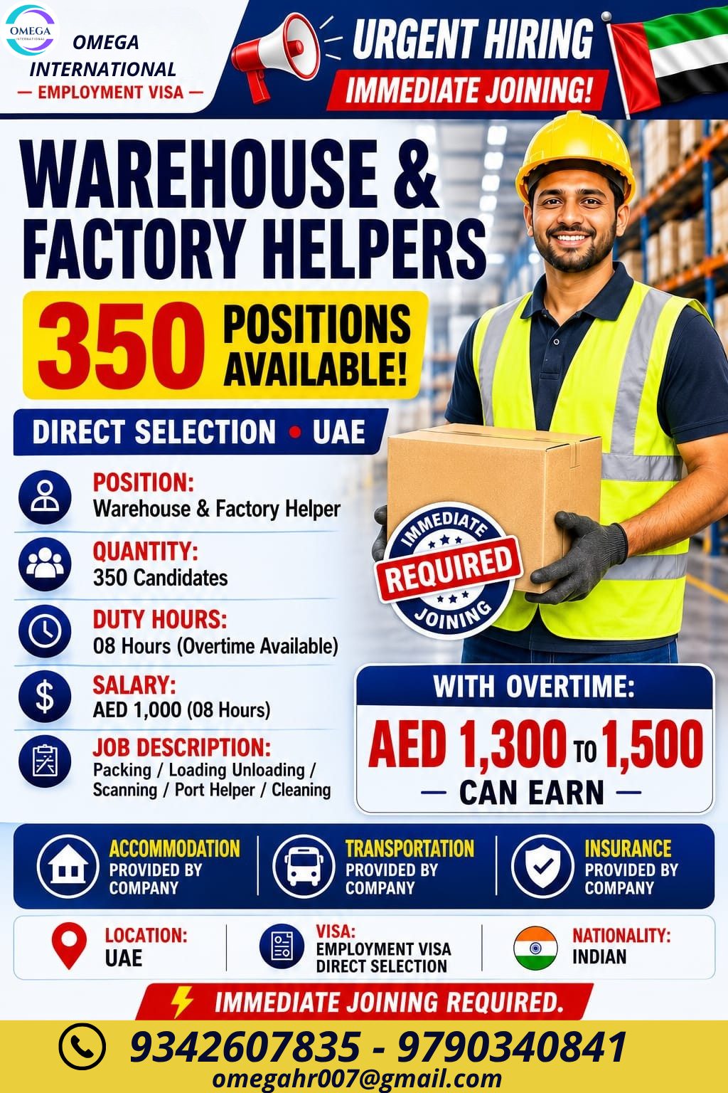 WANTED FOR WAREHOUSE & FACTORY HELPERS