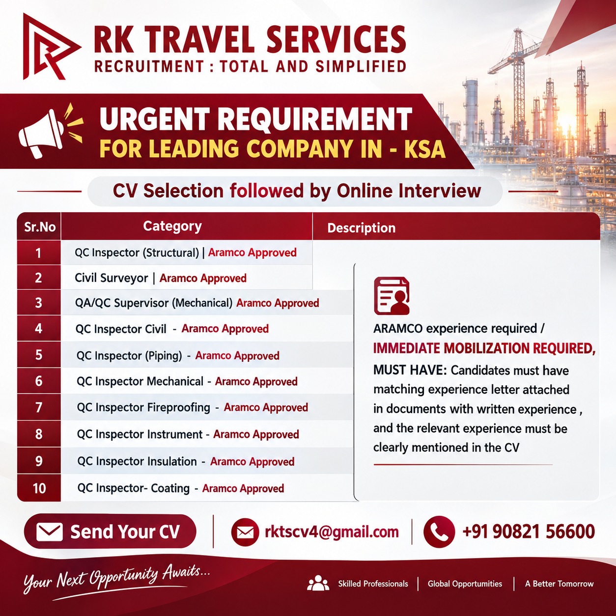 Multiple QC Inspector and Surveyor Positions