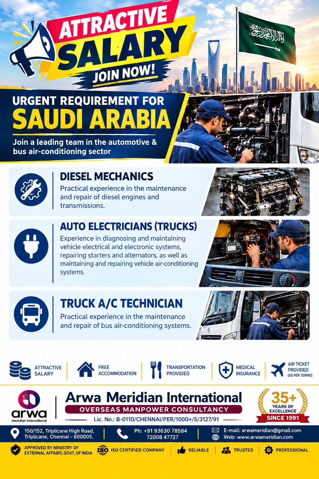 Urgent Requirement for Saudi Arabia - Automotive & Bus Air-Conditioning Sector