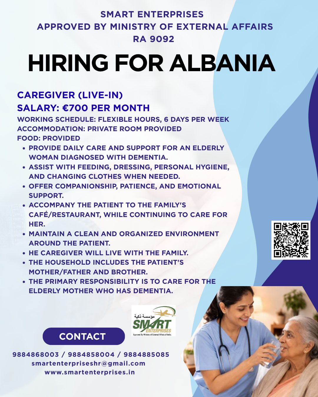 Caregiver (Live-in) — smartenterpriseshr@gmail.com, ALBANIA, ALBANIA