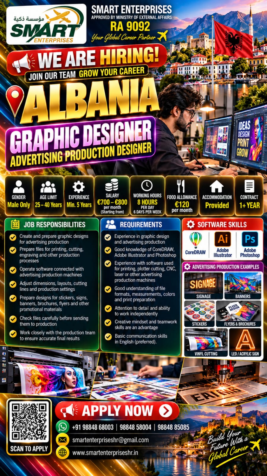 Graphic Designer / Advertising Production Designer — smartenterpriseshr@gmail.com, ALBANIA