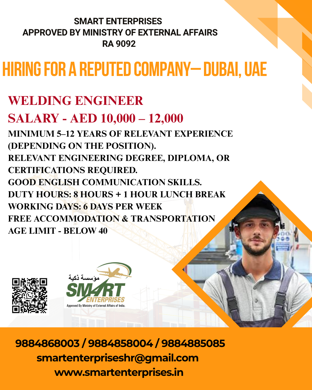 Welding Engineer — smartenterpriseshr@gmail.com, UAE, UAE