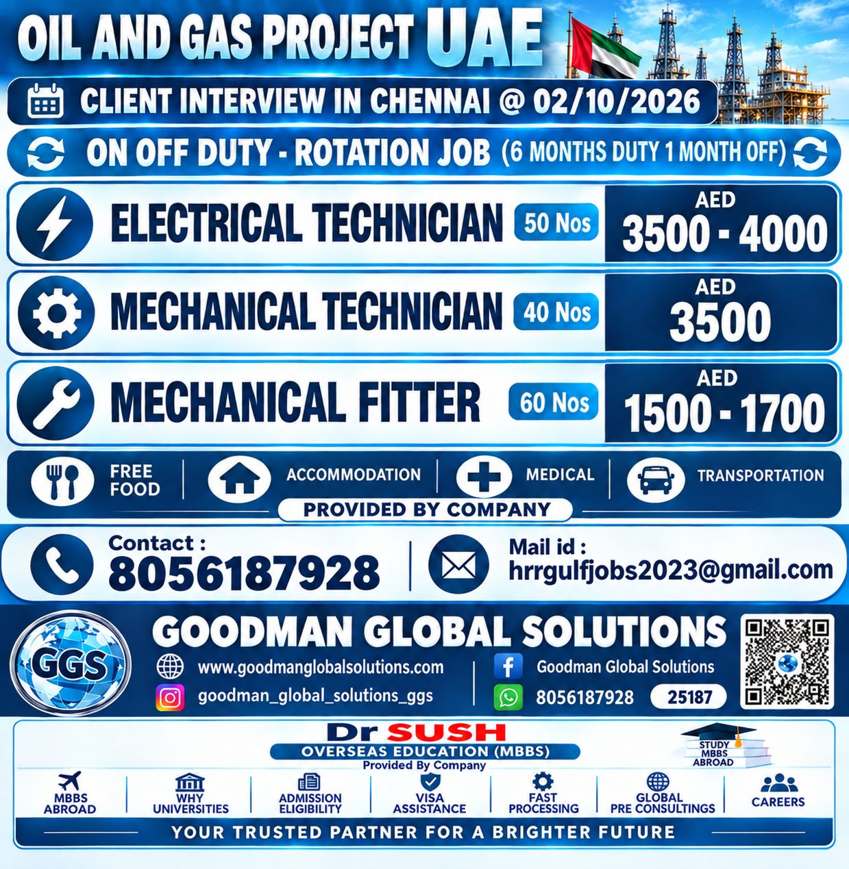 UAE - OIL & GAS PROJECT 02-10-2026 (FRIDAY) ON OFF DUTY - ROTATION JOB (6 MONTH DUTY 1 MONTH OFF)