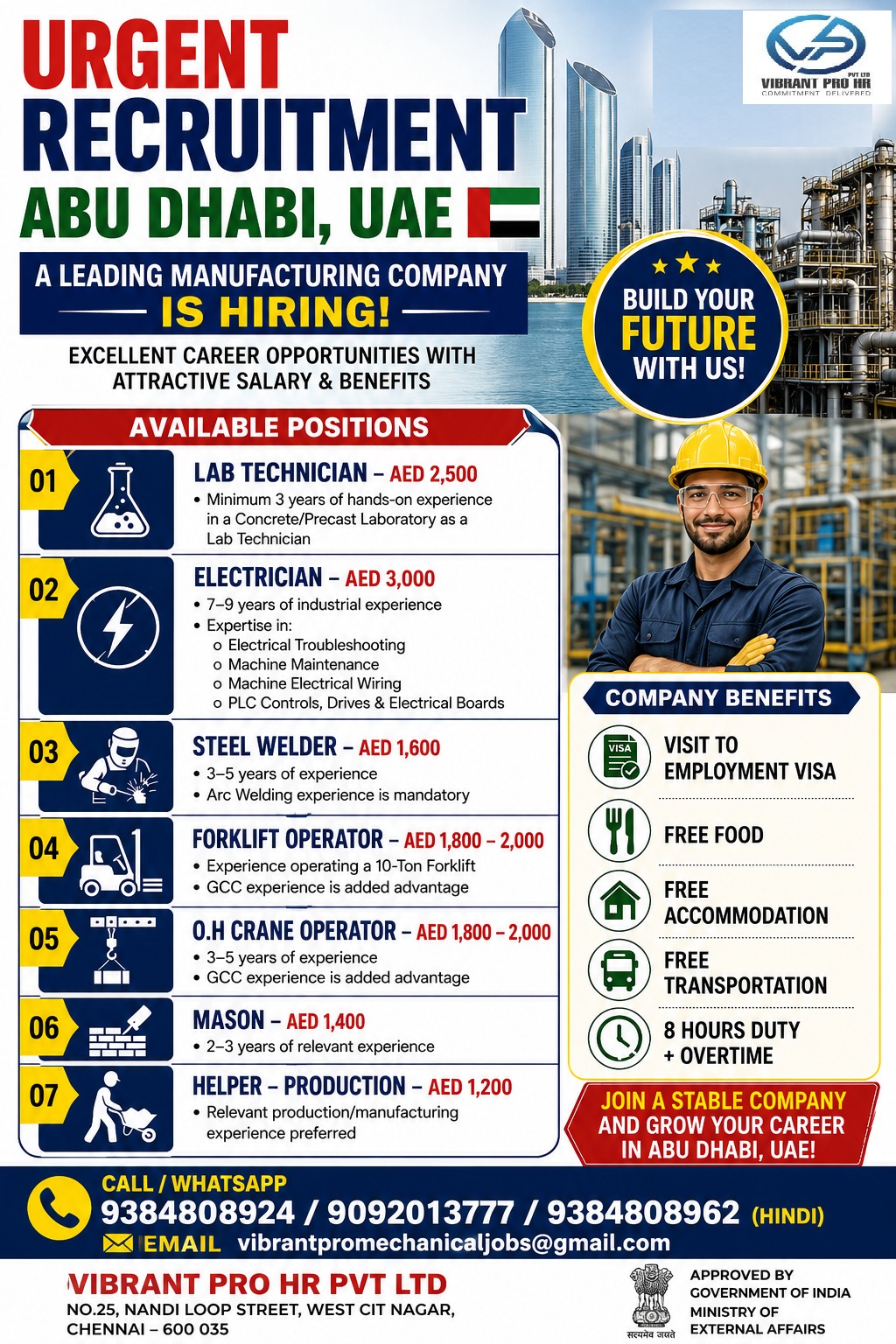 URGENT REQUIREMENT FOR DUBAI