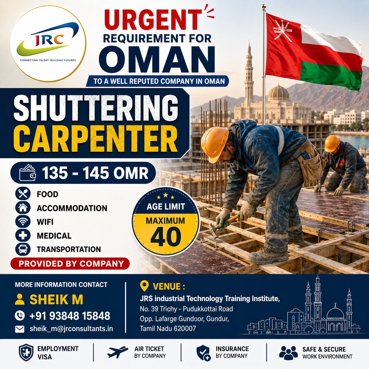 Shuttering Carpenter — JR CONSULTANTS, Oman, Oman