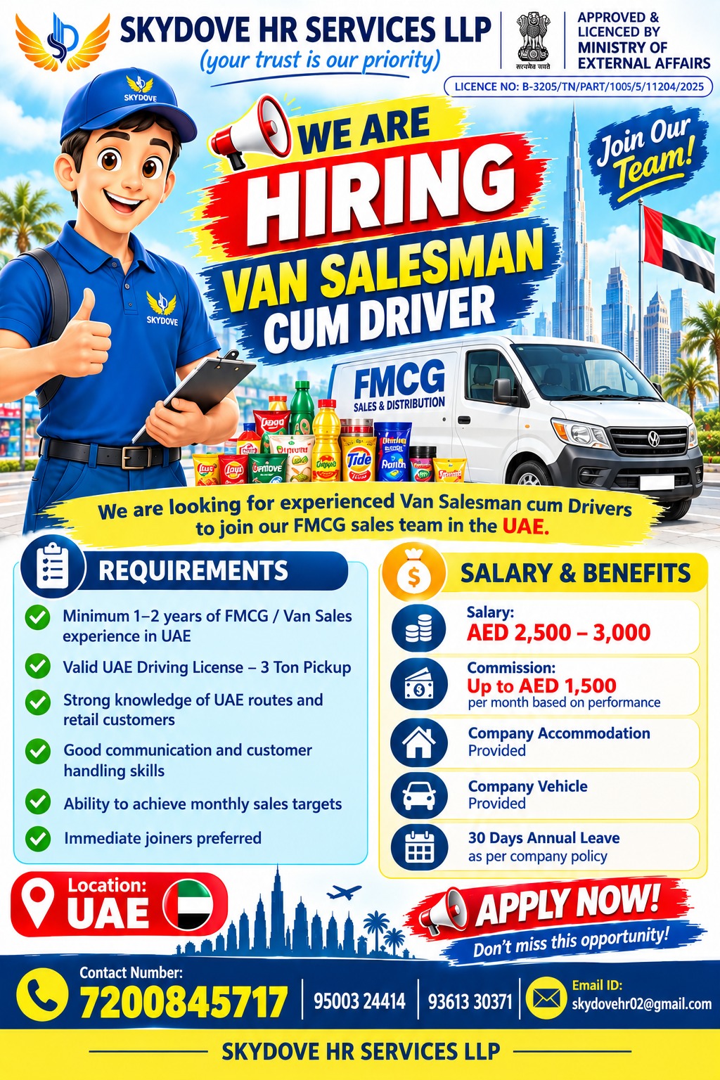 VAN SALESMAN CUM DRIVER