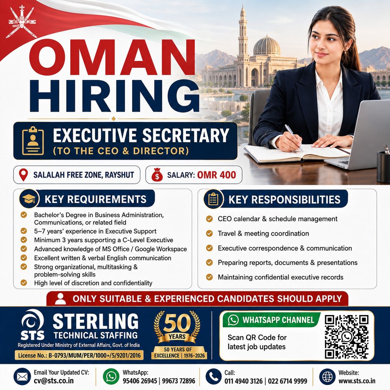EXECUTIVE SECRETARY — Sterling Technical Staffing, Mumbai, OMAN, OMAN