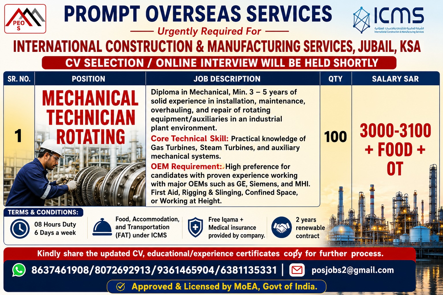 HIRING MECHANICAL TECHNICIAN ROTATING