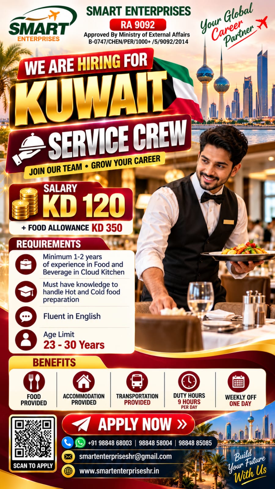 SERVICE CREW KUWAIT — smartenterpriseshr@gmail.com, KUWAIT, KUWAIT