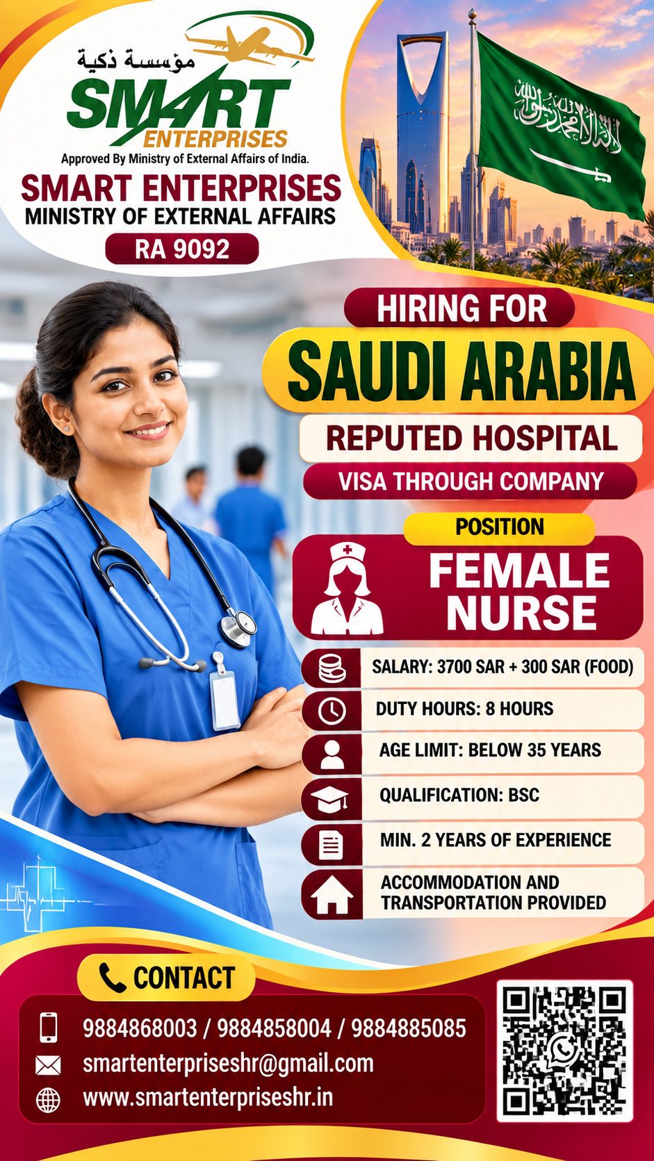 SAUDI ARABIA REQUIRES FEMALE NURSE
