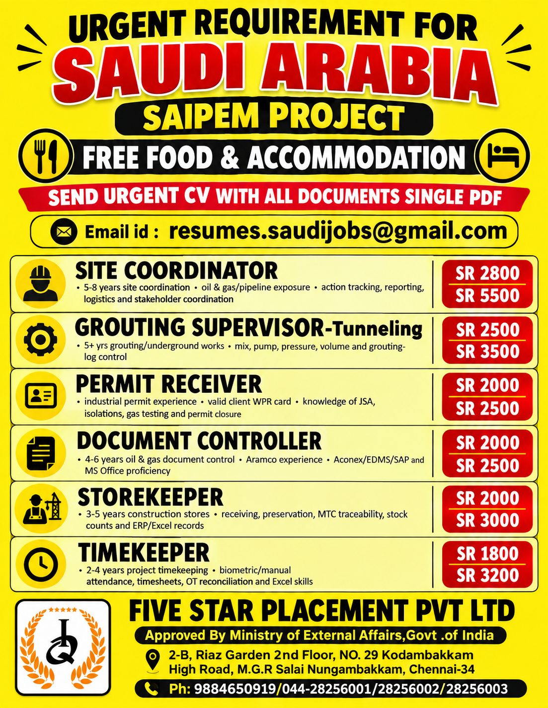 URGENT REQUIREMENT FOR SAUDI ARABIA - 1