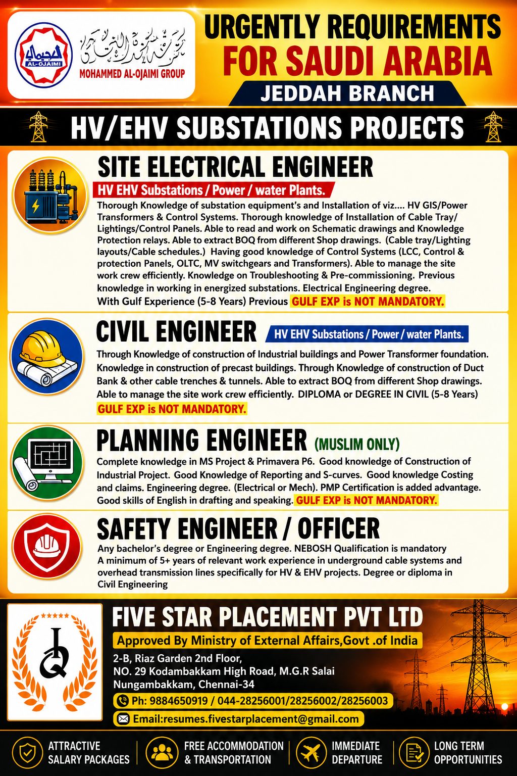 URGENTLY REQUIRMENTS FOR SAUDI ARABIA JEDDAH BRANCH