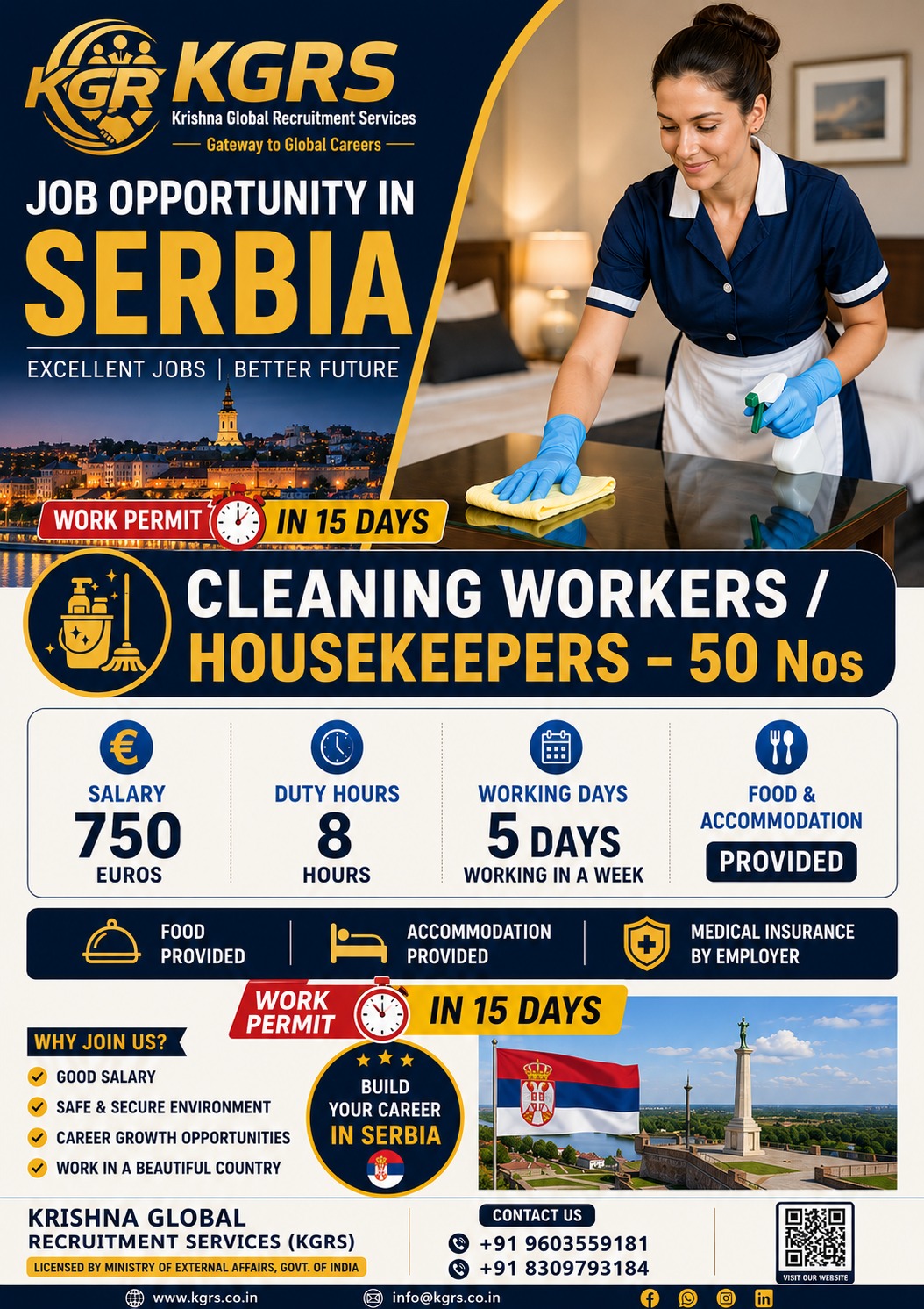 Cleaning Workers / Housekeepers — Krishna Global Recruitment Services, Serbia, Serbia
