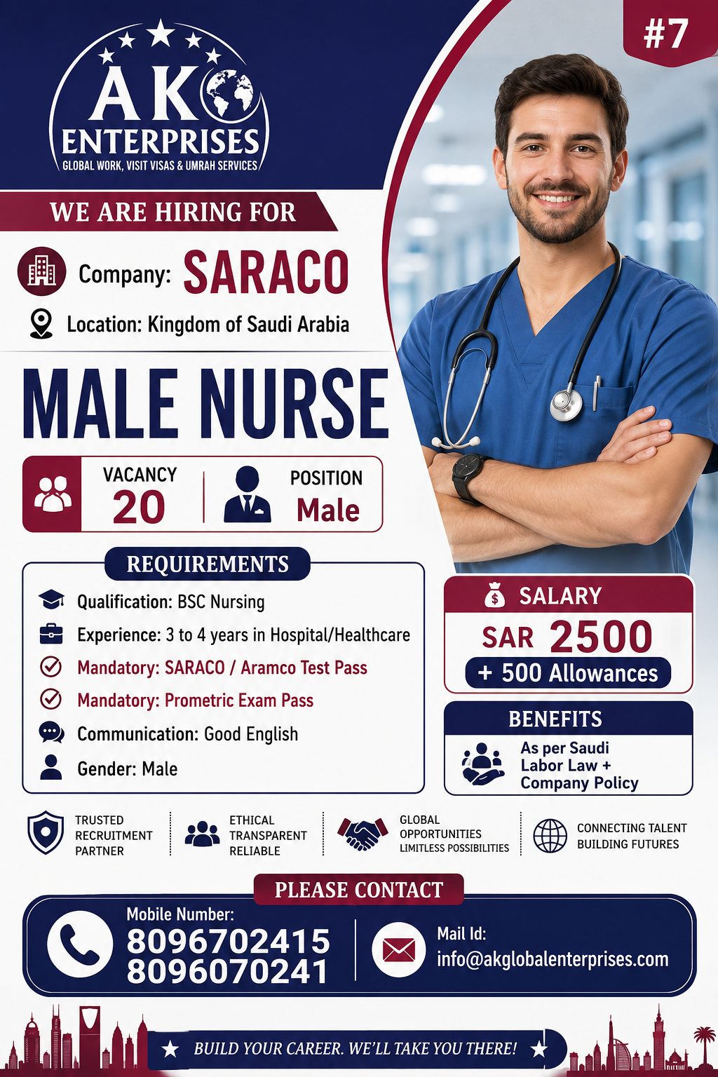 Urgently Required Male Nurse for Saudi Arabia — AK ENTERPRISES, Saudi Arabia, Saudi Arabia