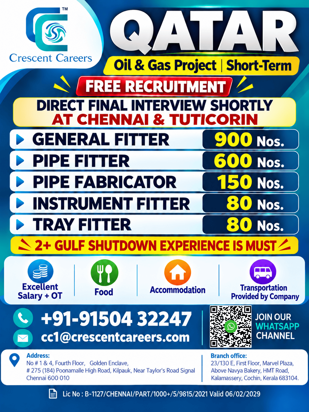 🇶🇦 QATAR OIL & GAS SHUTDOWN PROJECT | 🚨 FREE RECRUITMENT