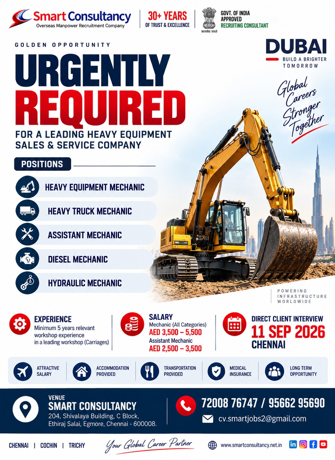 Heavy Equipment, Diesel & Hydraulic Mechanics | Chennai Interview