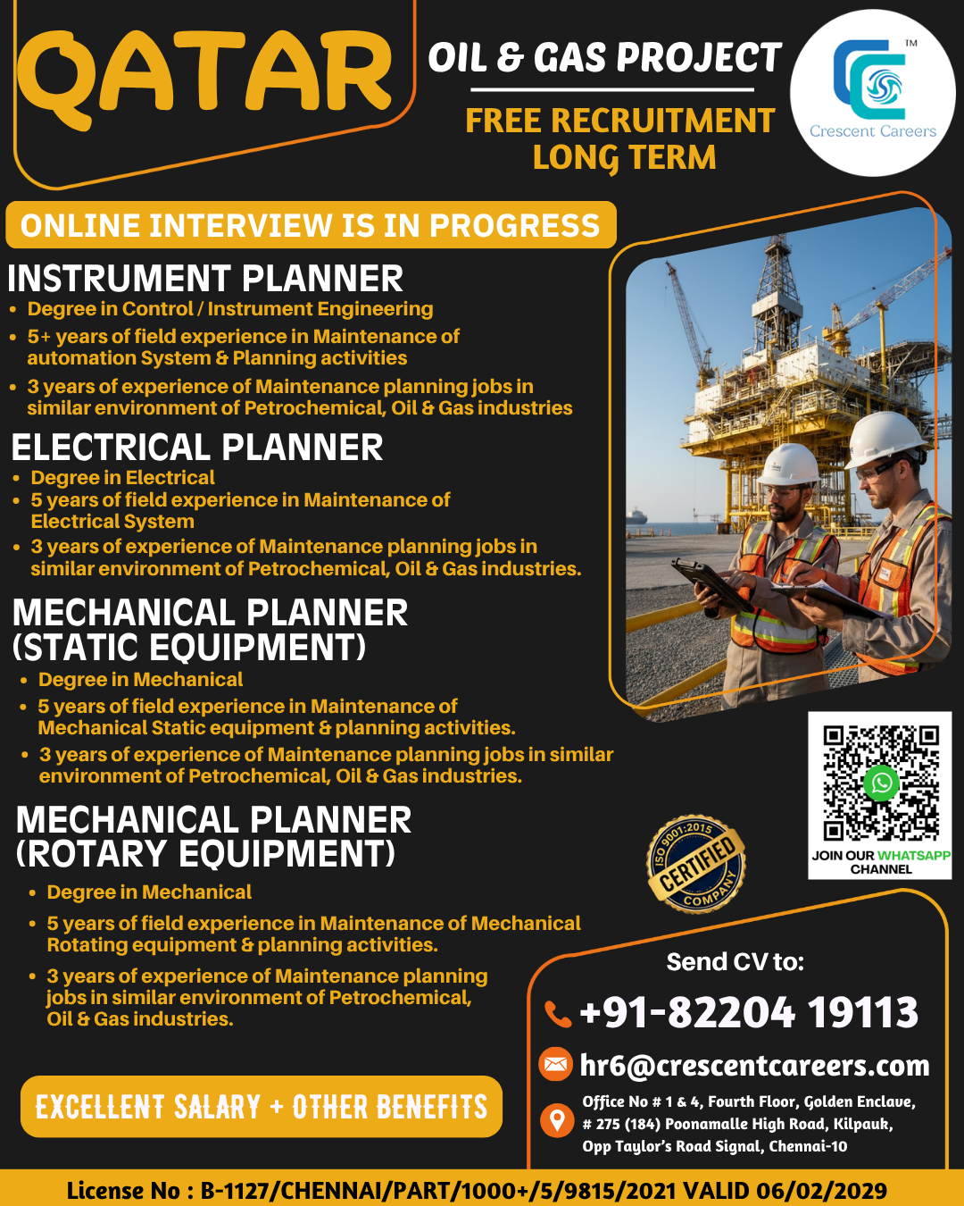 Qatar Oil & Gas Project - Multiple Planner Positions | FREE RECRUITMENT — Crescent Careers, Qatar, Qatar
