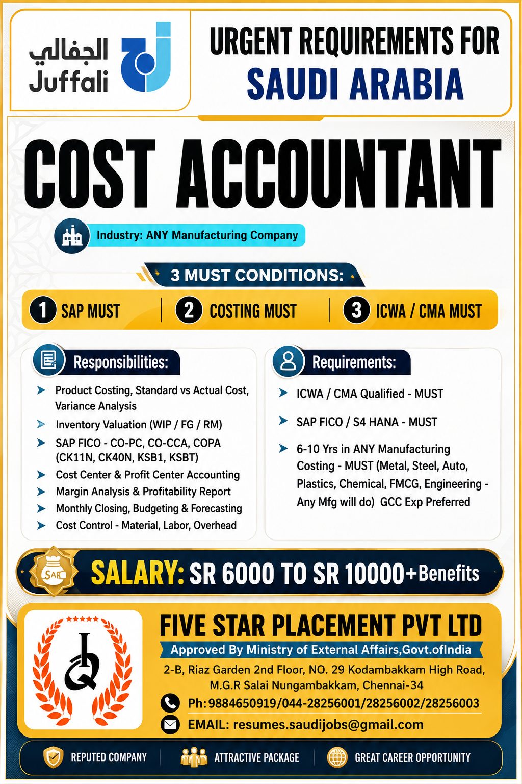 COST ACCOUNTANT - SAUDI ARABIA