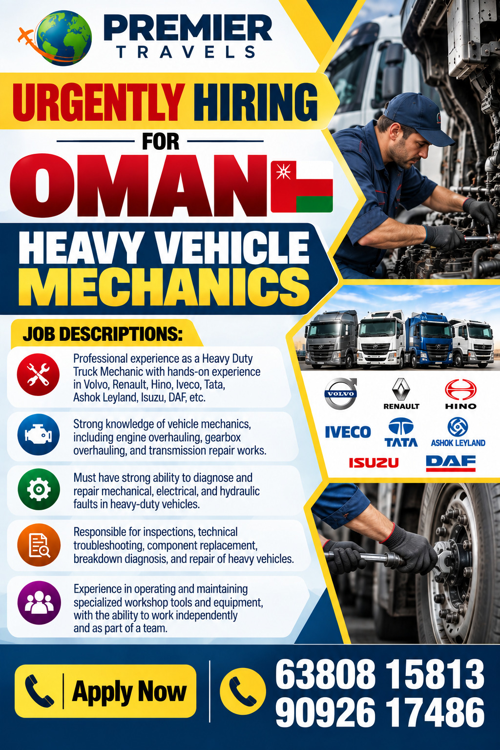 Heavy Vehicle Mechanics — Premier Travels, Oman, Oman