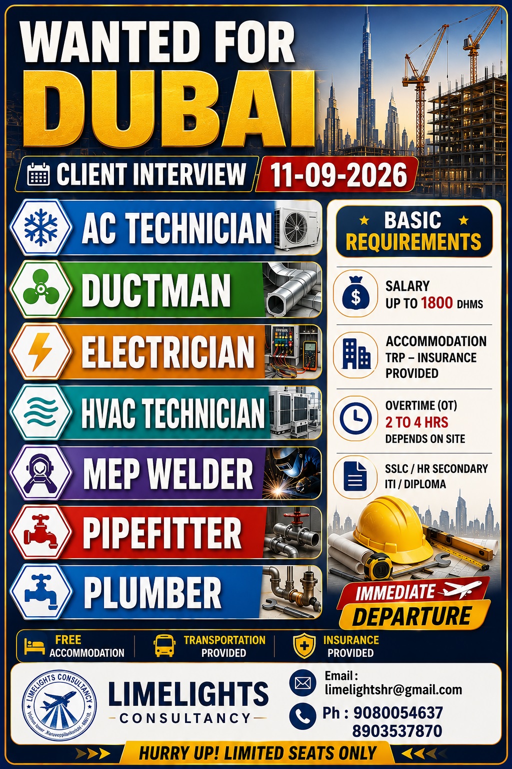 Wanted for Dubai - Multiple Technical Positions