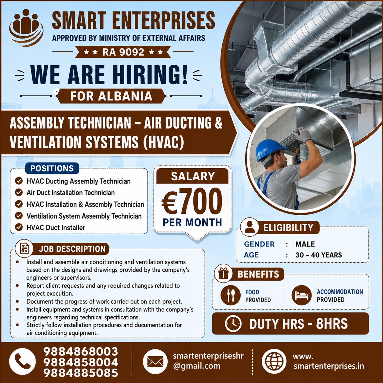Assembly Technician – Air Ducting & Ventilation Systems (HVAC)
