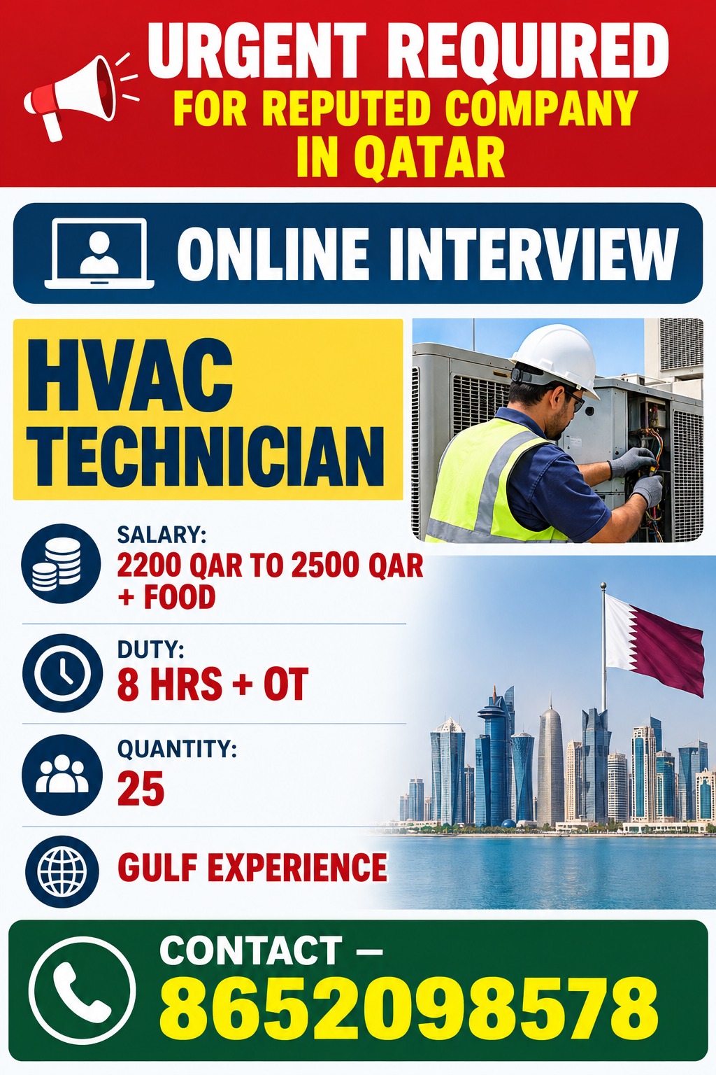 HVAC Technician — Hire Glob.In, Qatar