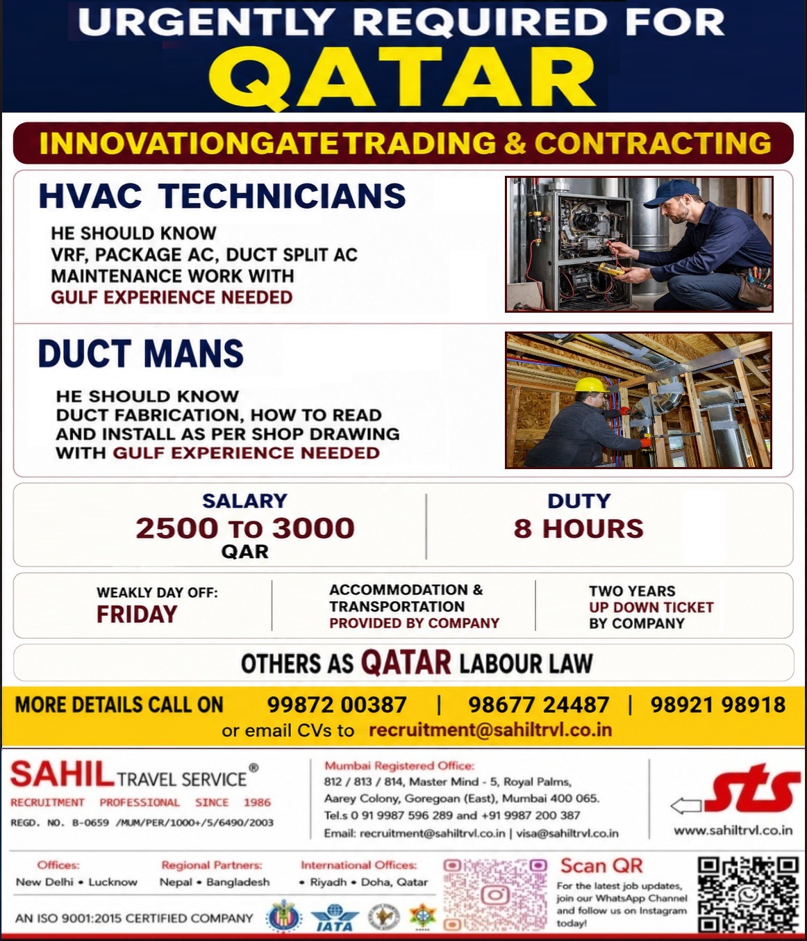 URGENTLY HIRING FOR QATAR