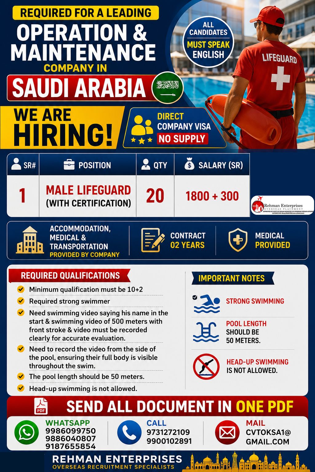 Male Lifeguard — Rehman Enterprises, Saudi Arabia, Saudi Arabia
