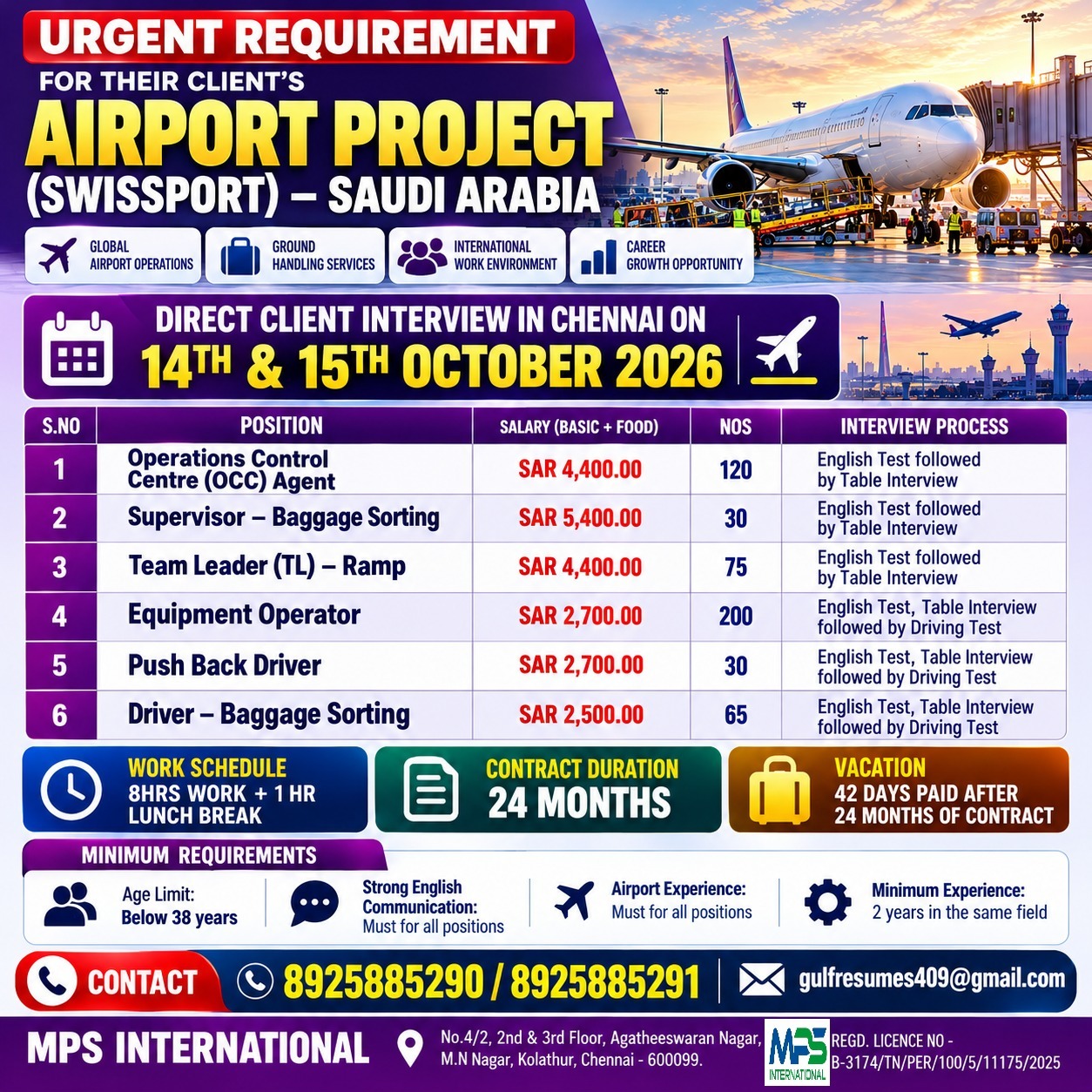 Airport Project - Swissport Saudi Arabia — MPS INTERNATIONAL, Saudi Arabia, Saudi Arabia