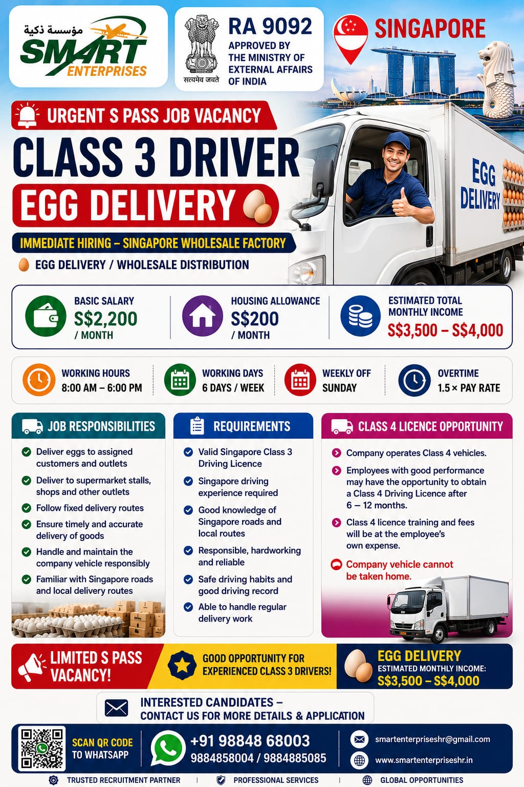 CLASS 3 DRIVER (EGG DELIVERY) — smartenterpriseshr@gmail.com, UAE