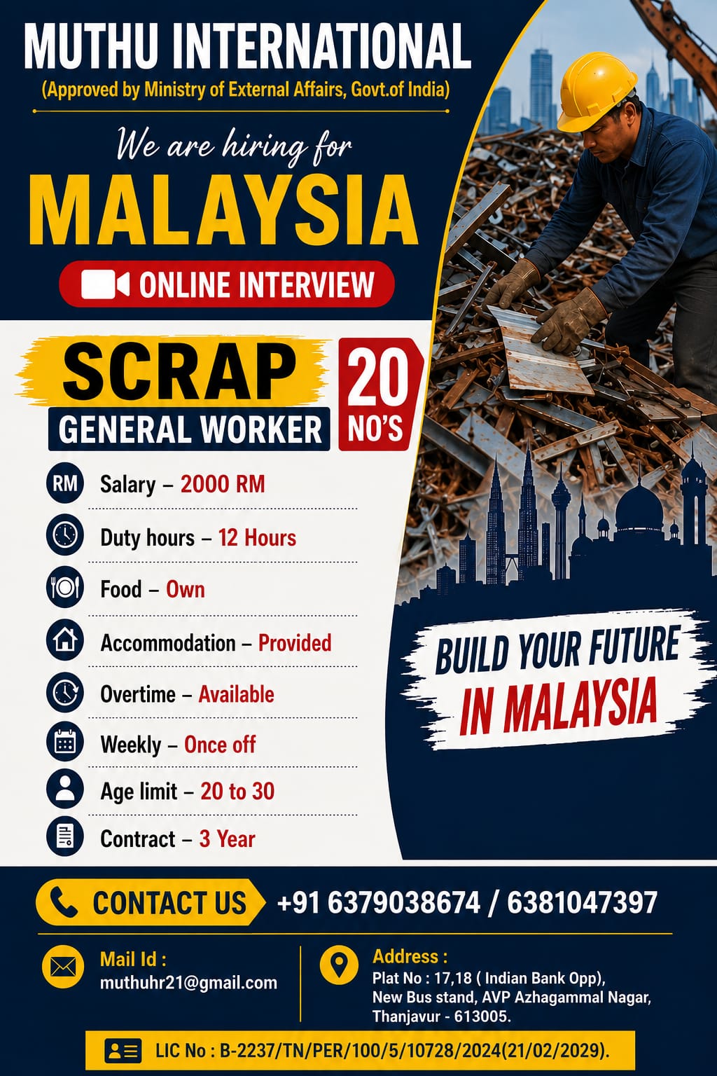 General worker — MUTHU INTERNATIONAL, Malaysia, Malaysia