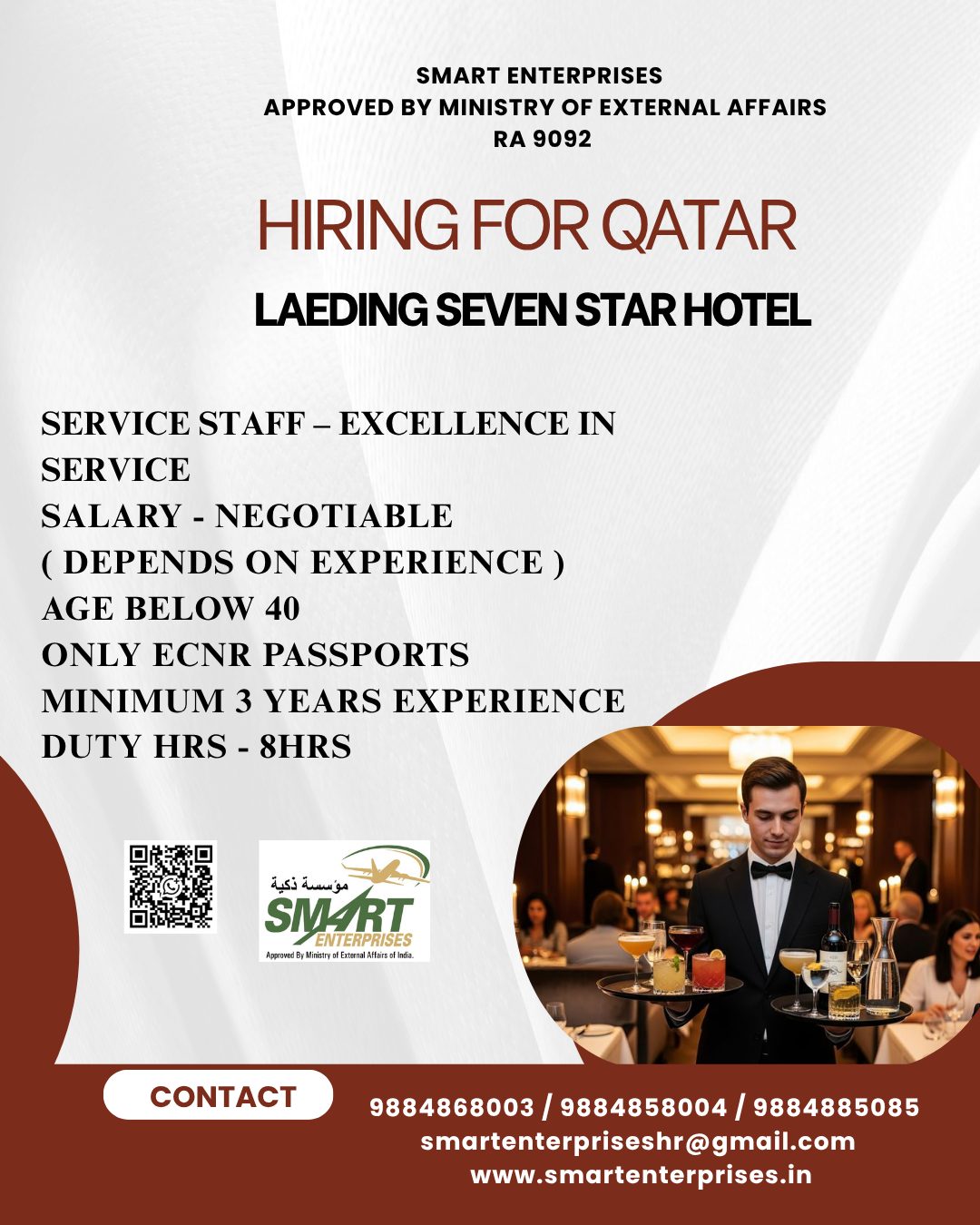 Service Staff – Excellence in Service — smartenterpriseshr@gmail.com, QATAR, QATAR