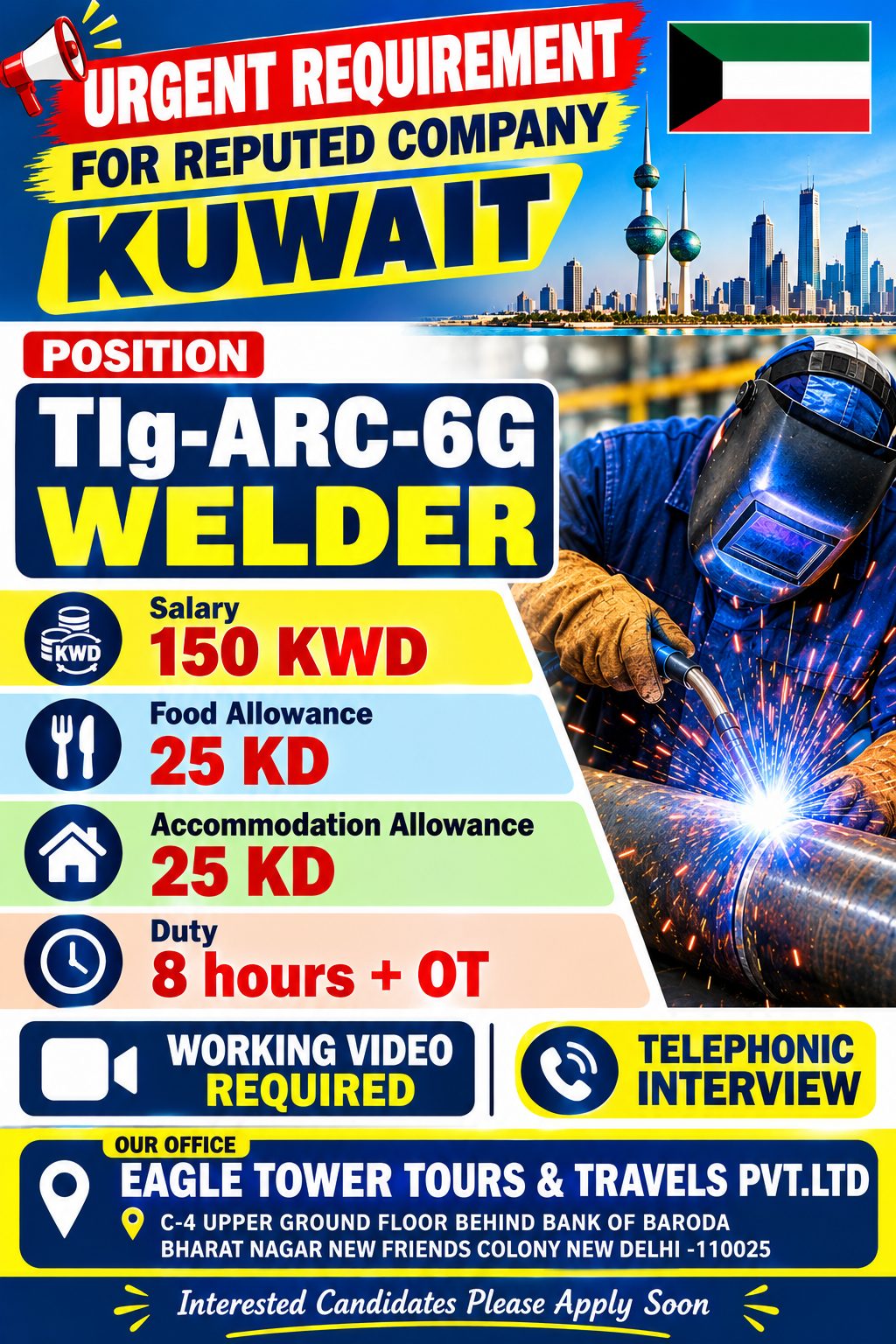 TIg-ARC-6G welder — EagleTower, KUWAIT, KUWAIT