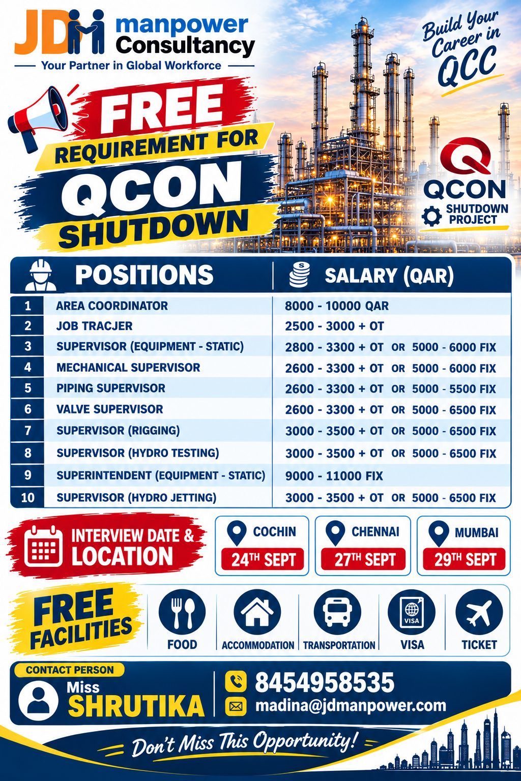 FREE REQUIREMENT FOR QCON SHUTDOEN PROJECT