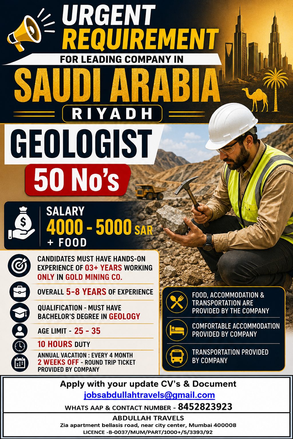 - URGENT REQUIREMENT FOR LEADING COMPANY IN SAUDI ARABIA RIYADH
