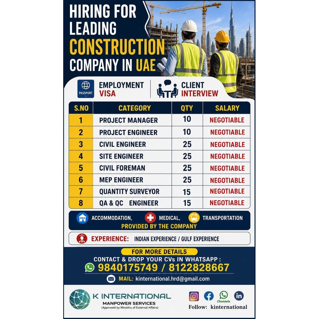 Construction Company Recruitment - UAE