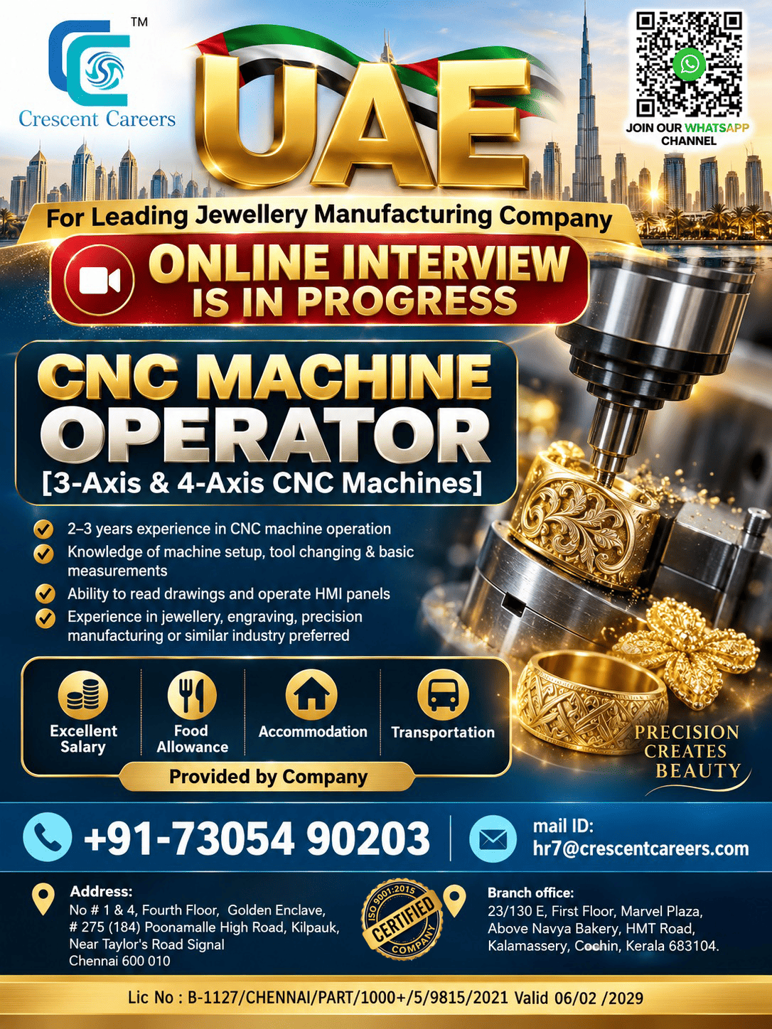 CNC Machine Operator — Crescent Careers, UAE