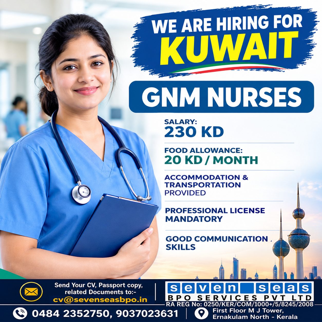 WE ARE HIRING FOR KUWAIT - GNM NURSES FEMALE