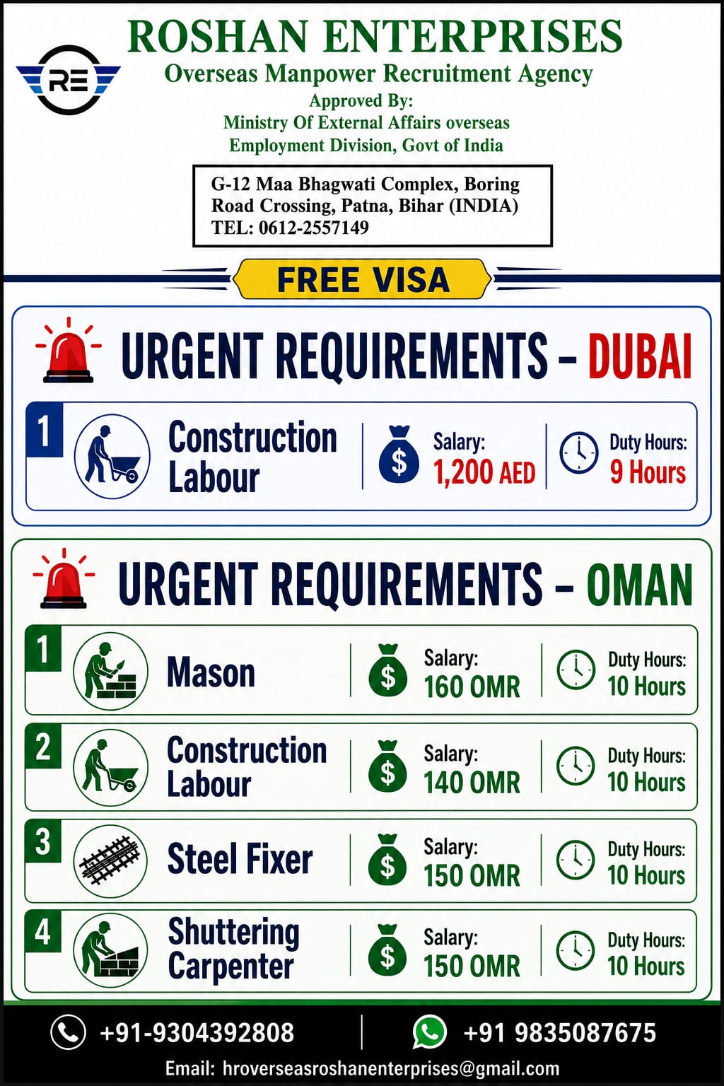 Urgent Requirements - Dubai & Oman