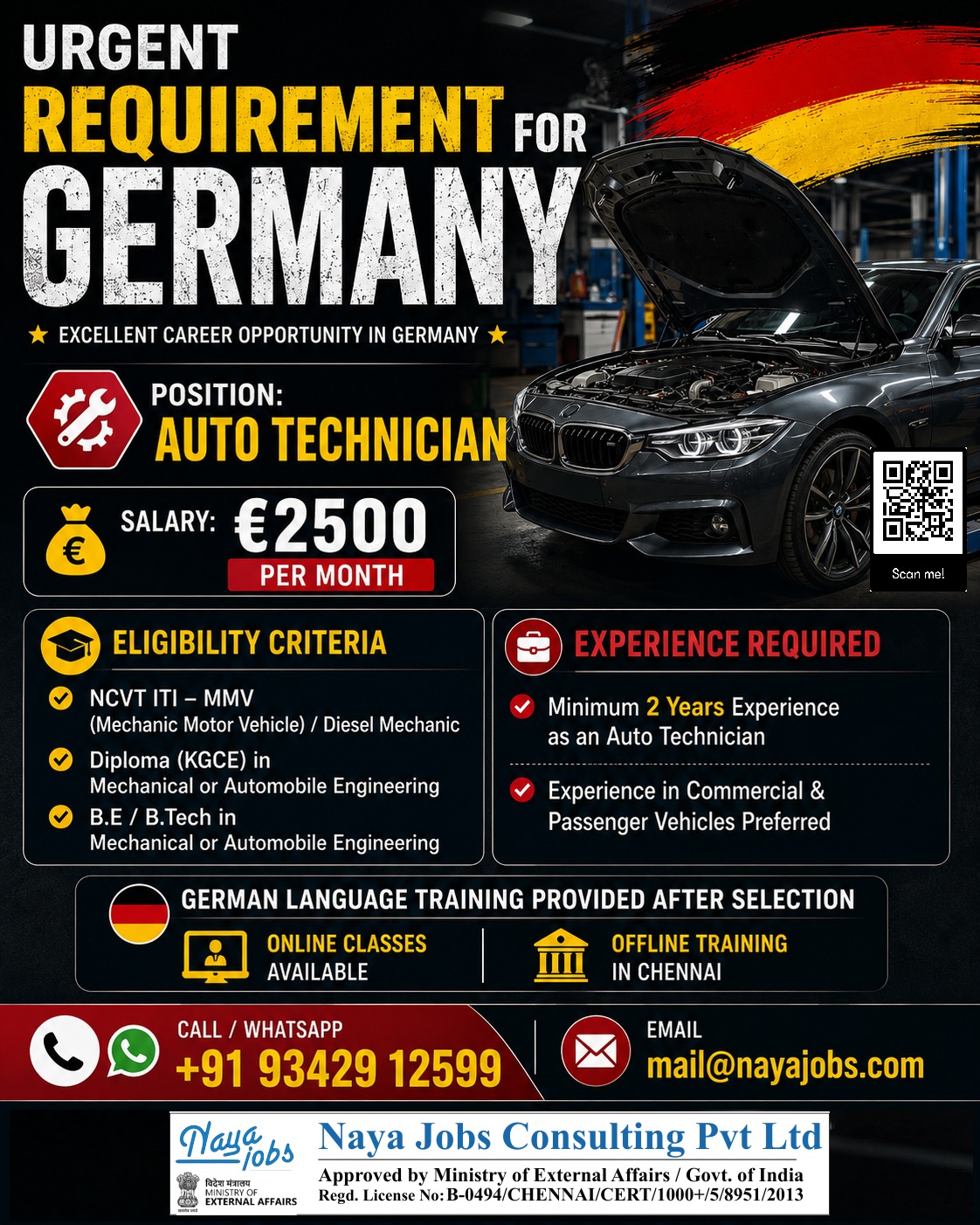 HIRING FOR GERMANY AUTO TECHNICIAN