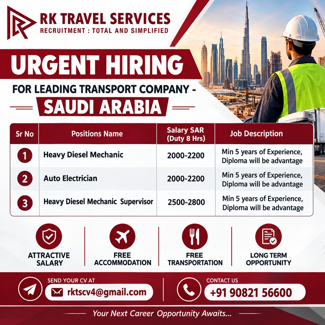 Urgent Hiring for saudi arabia