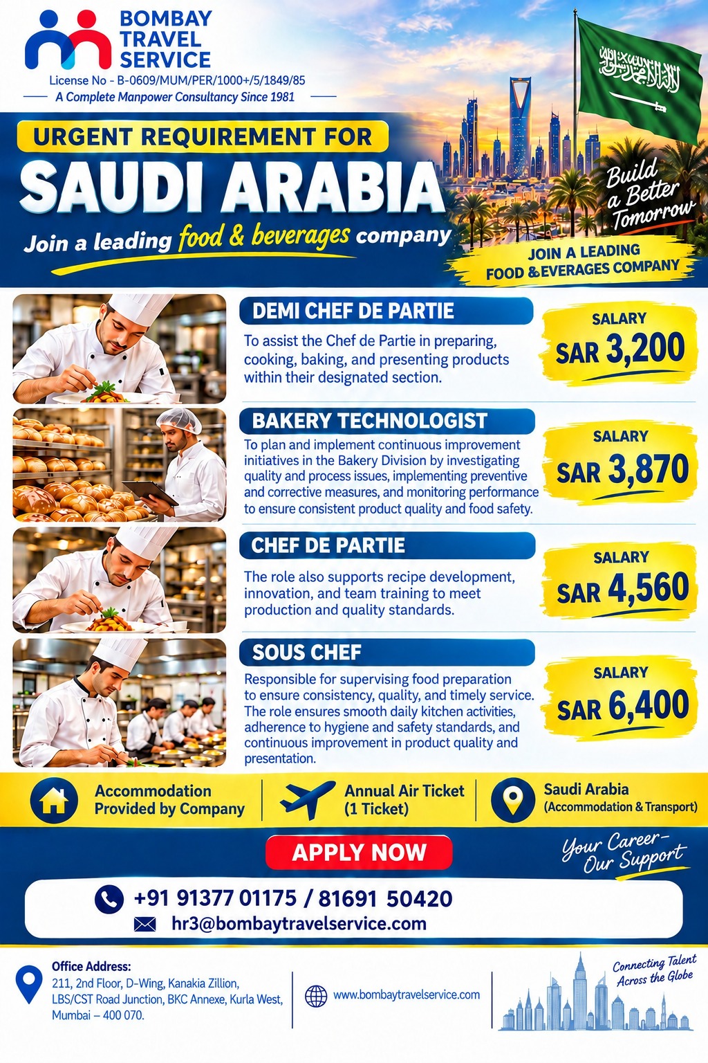 Bts urgently required for ksa reputed co. — BOMBAY TRAVEL SERVICE, Saudi Arabia, Saudi Arabia