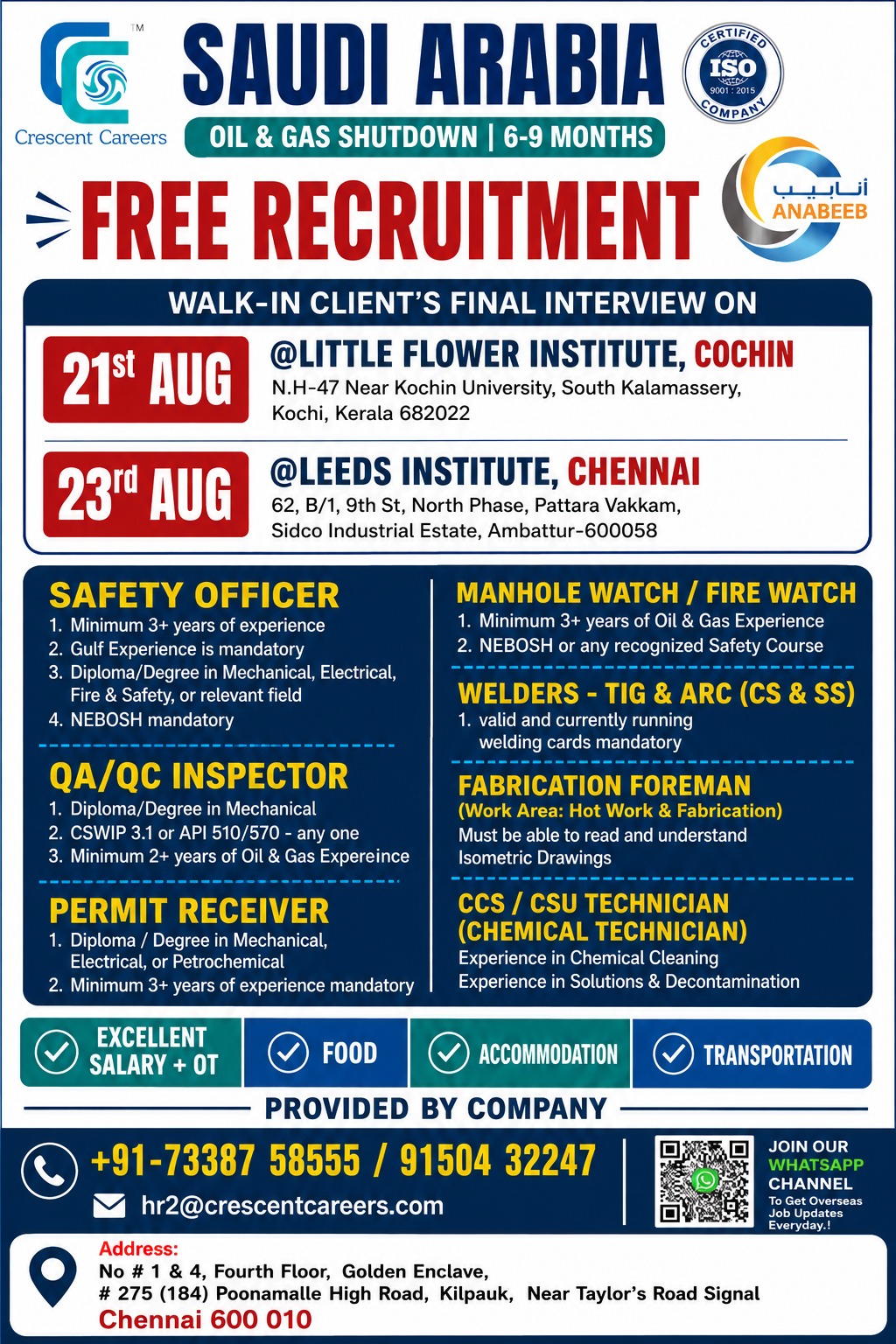 SAUDI ARABIA - FREE RECRUITMENT