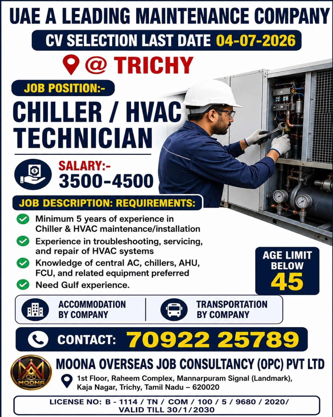 UAE - A LEADING MAINTENANCE COMPANY — MOONA OVERSEAS JOB CONSULTANCY (OPC) PVT LTD, UAE, UAE
