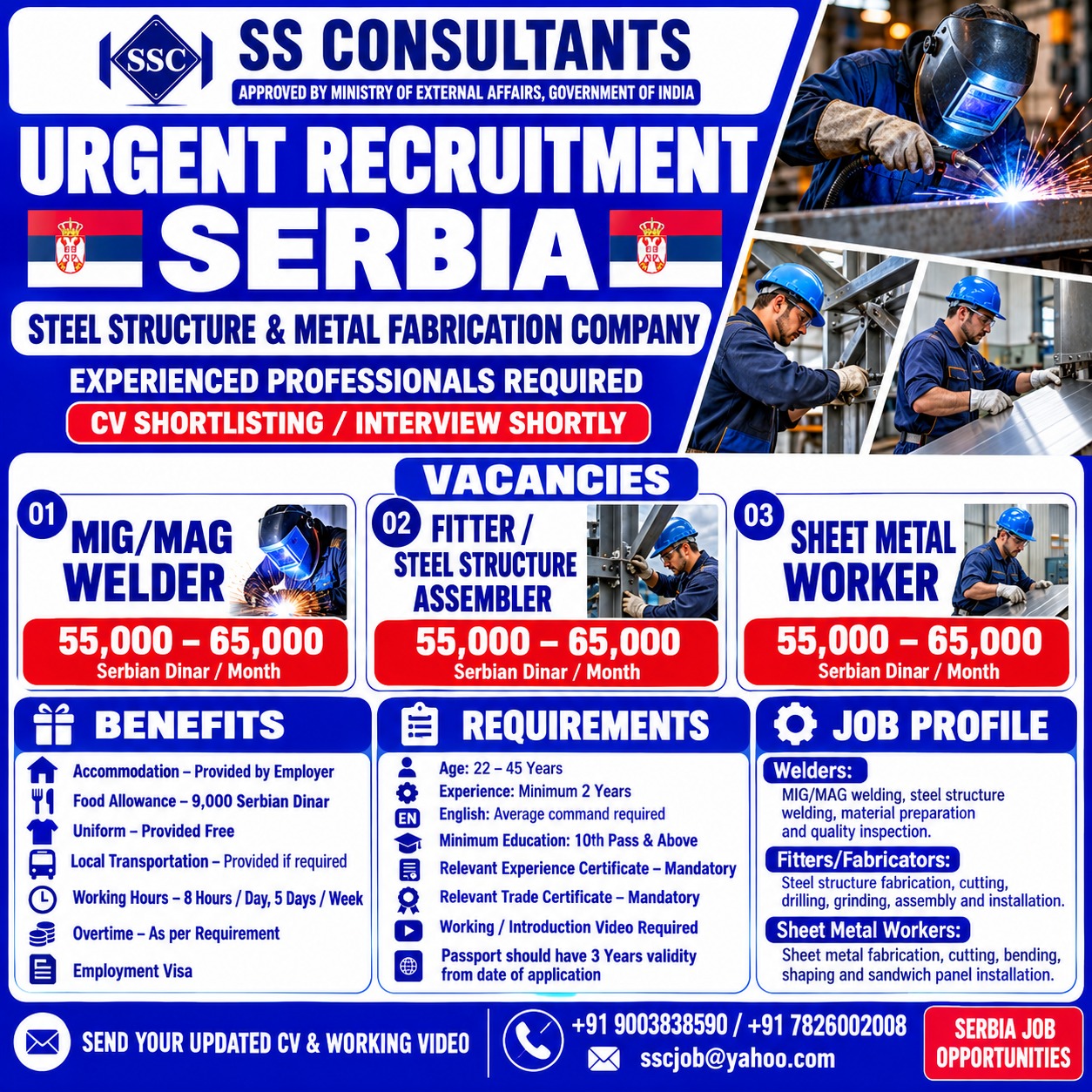Urgent Recruitment - Steel Structure & Metal Fabrication Company